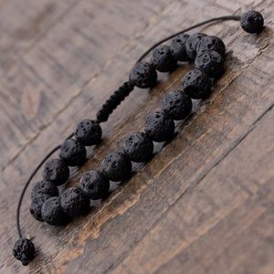 Adjustable Lava Rock Aromatherapy Black Bracelet